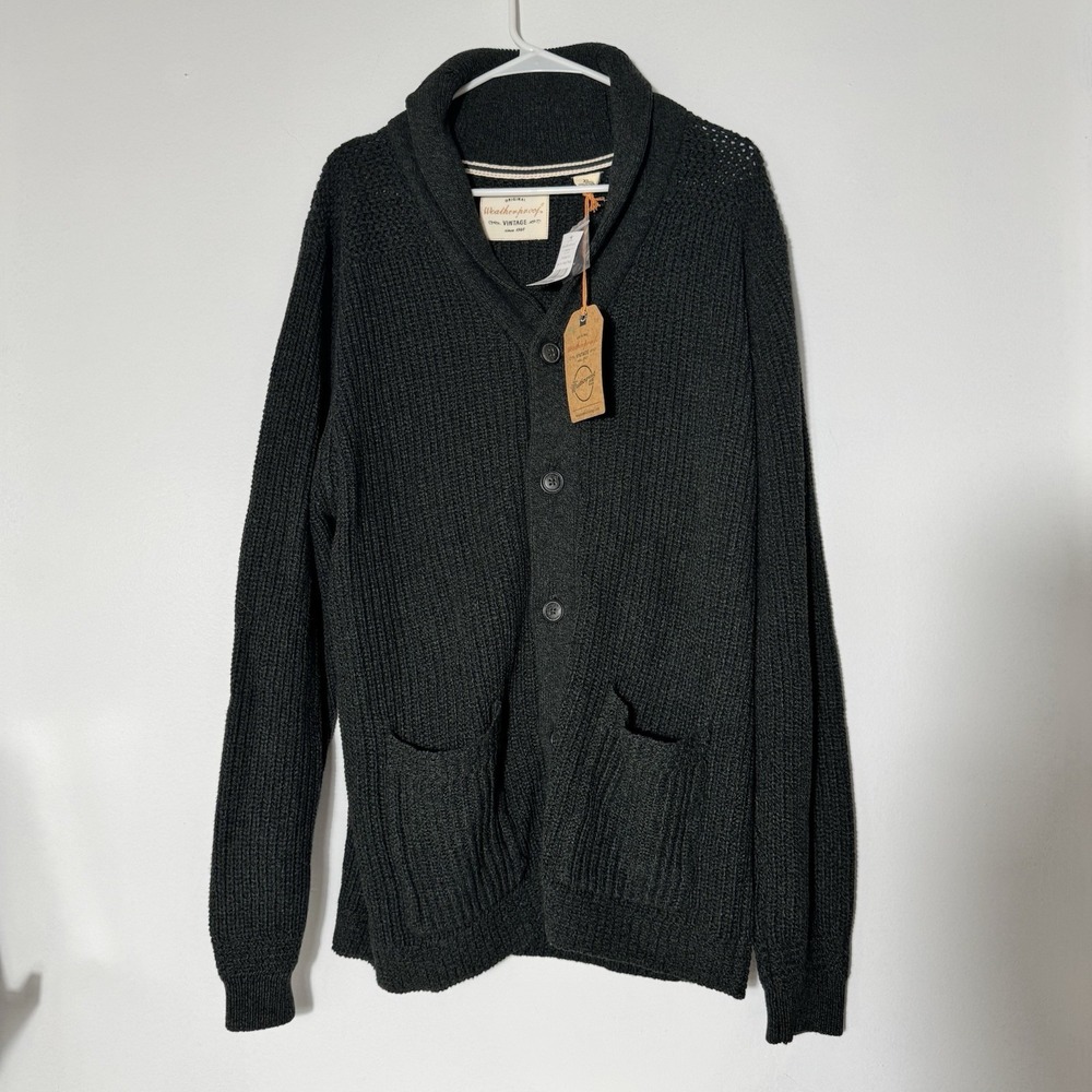 NEW MENS WEATHERPROOF VINTAGE SHAWL COLLAR CABLE KNIT SWEATER CARDIGAN Xl